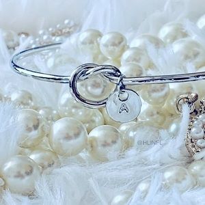 💖Handmade Custom “A” LOVE KNOT Cuff SILVER Tone💖